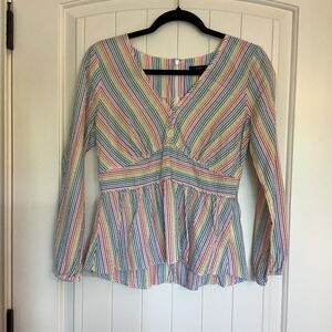 J.‎ Crew Peplum Striped Blouse 🌈🎀💕
